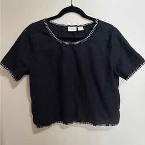 Rachel Zoe 100% Linen Whipstitch Short Sleeve Top Women’s Medium